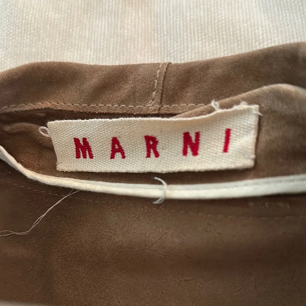 Marni Brown Leather Jacket Asymmetrical Moto Style - Picture 2 of 13